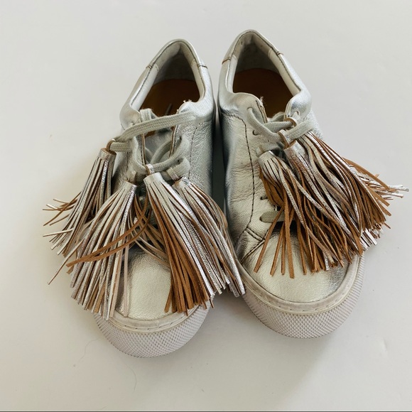 Loeffler Randall Logan Sneakers Silver Tassel 5.5 - Picture 2 of 6